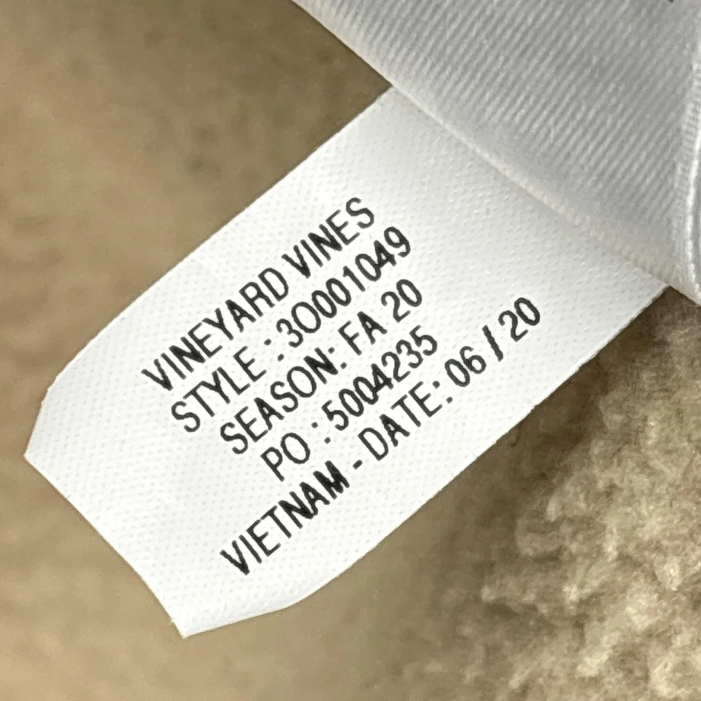 Vineyard Vines Vest Boys 12-14 M Beige Navy Sherpa Fleece Zip Pockets Oatmeal